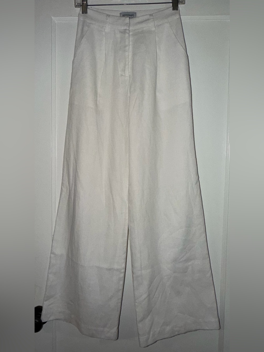 Peppermayo White Wide-Leg Linen/Cotton Pants - Size 2 (XS)